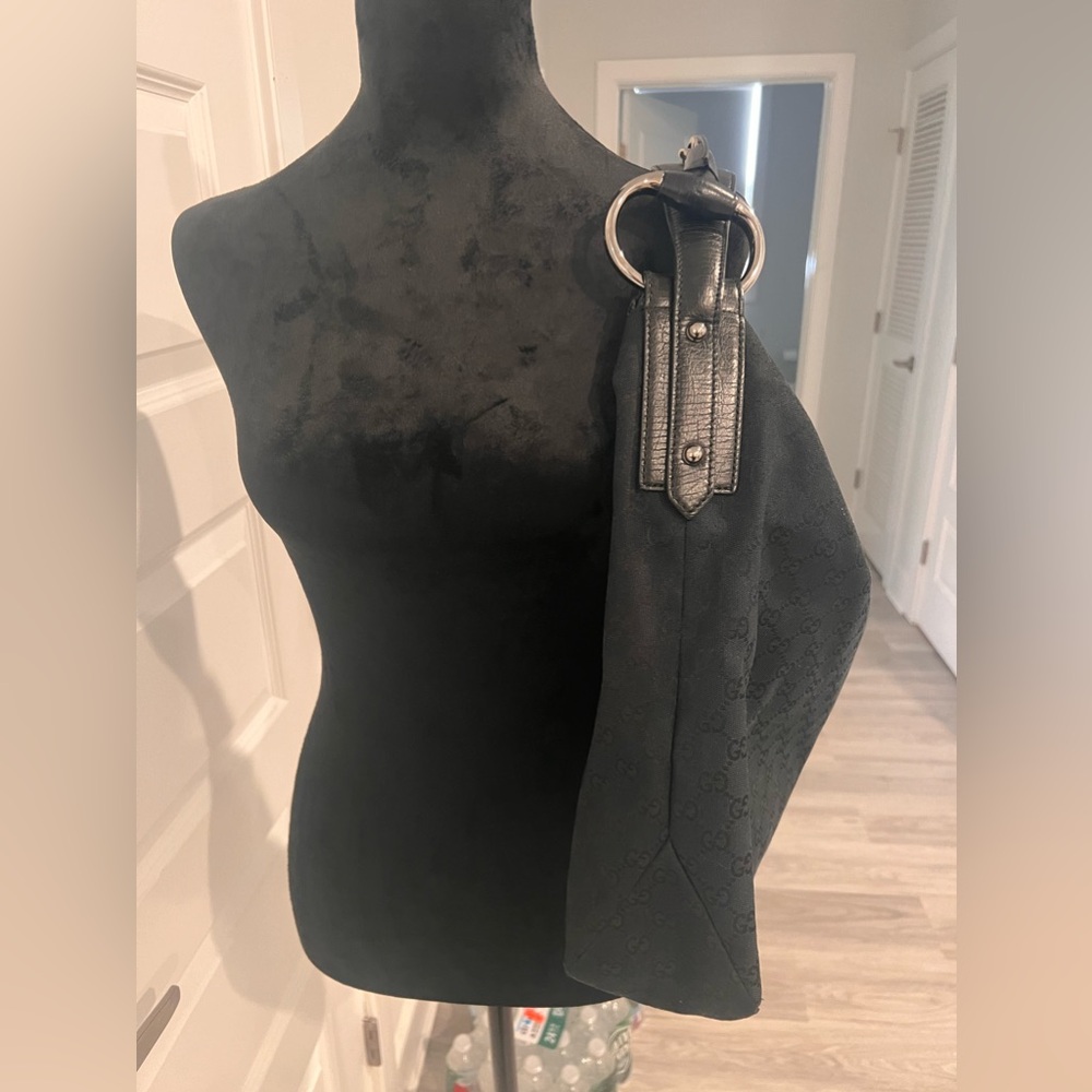 Gucci Large Monogram Shoulder Horsebit Handbag